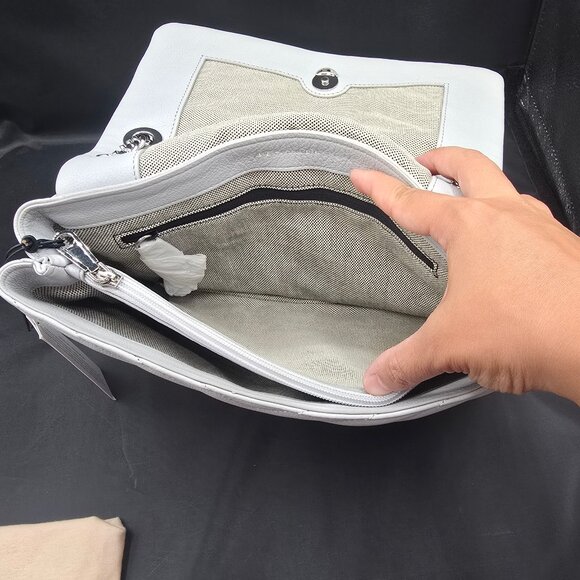 Rebecca Minkoff Light Gray Chevron Shoulder Bag - Picture 10 of 14